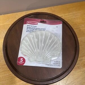 Rubbermaid‎ Shell Tub Treads Clear Seashell Non Slip Suction 5pc Set 206236 Vtg